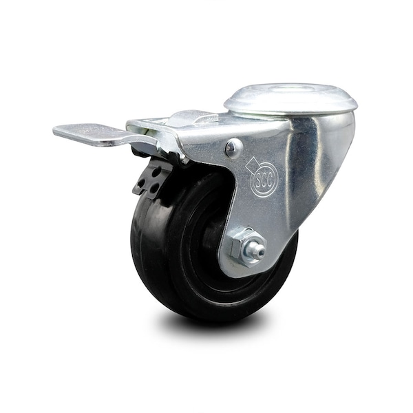 3.5 Inch Hard Rubber Wheel Bolt Hole Caster with Total Lock Brake